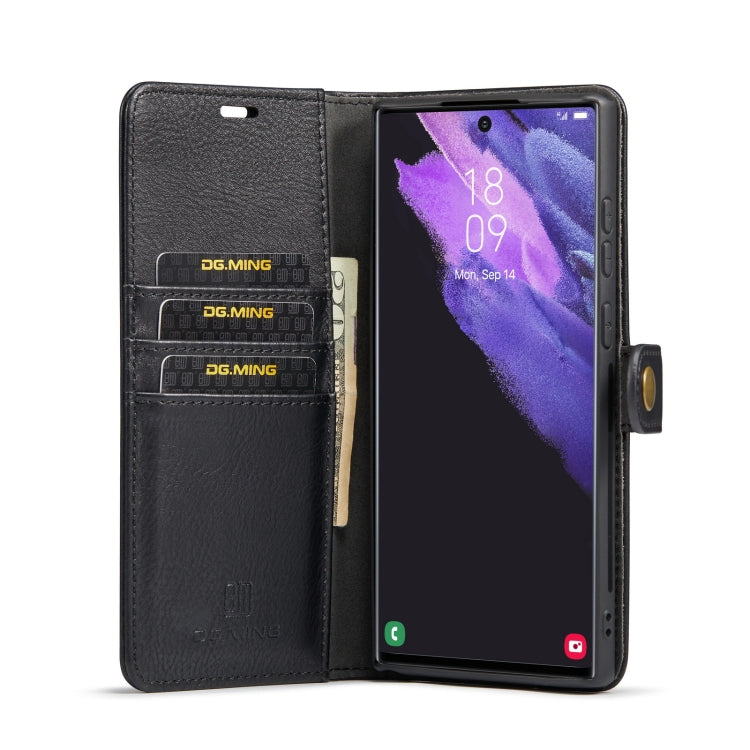 For Samsung Galaxy S22 Ultra 5G DG.MING Crazy Horse Texture Detachable Magnetic Leather Phone Case(Black)