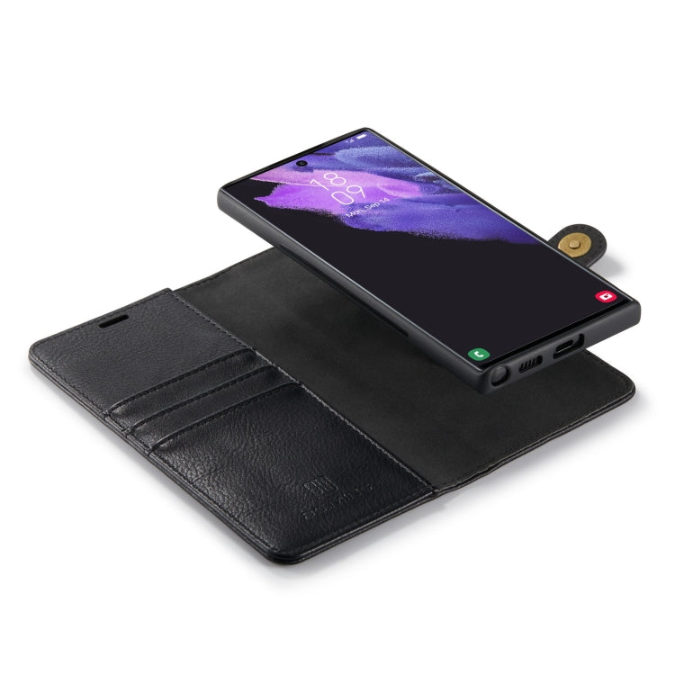 For Samsung Galaxy S22 Ultra 5G DG.MING Crazy Horse Texture Detachable Magnetic Leather Phone Case(Black)