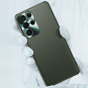 For Samsung Galaxy S22 5G Plain Skin Leather Phone Case(Black)