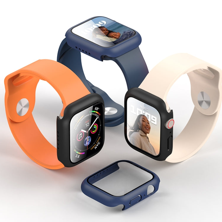 ROCK 2 in 1 PC Frame + Tempered Glass Protector Case For Apple Watch Series 9 / 8 / 7 41mm(Blue) - Watch Cases by ROCK | Online Shopping South Africa | PMC TechLife | Buy Now Pay Later Mobicred