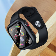 ROCK 2 in 1 PC Frame + Tempered Glass Protector Case For Apple Watch Series 9 / 8 / 7 41mm(Black) - Watch Cases by ROCK