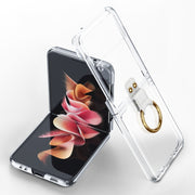 For Samsung Galaxy Z Flip3 5G GKK Phantom Electroplating Phone Case with Ring(Transparent)