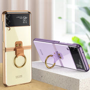 For Samsung Galaxy Z Flip3 5G GKK Phantom Electroplating Phone Case with Ring(Black)