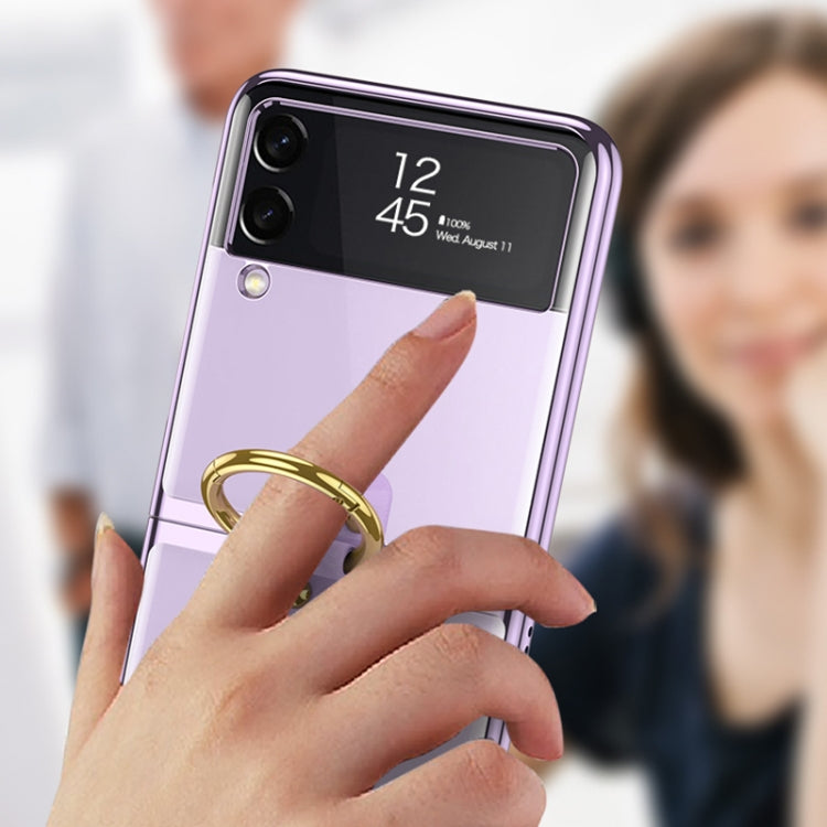 For Samsung Galaxy Z Flip3 5G GKK Phantom Electroplating Phone Case with Ring(Black)