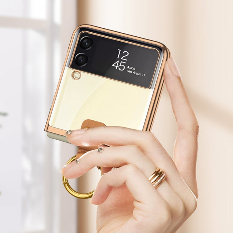 For Samsung Galaxy Z Flip3 5G GKK Phantom Electroplating Phone Case with Ring(Transparent)