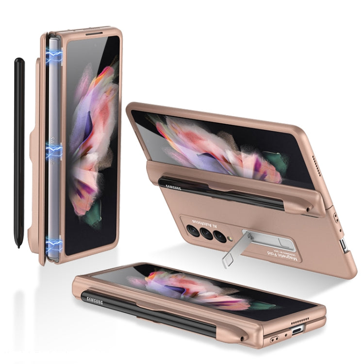 For Samsung Galaxy Z Fold3 5G GKK Magnetic Full Coverage Phone Flip Case with Pen Slot(Gold) - free shipping - PMC TechLife - Order now!