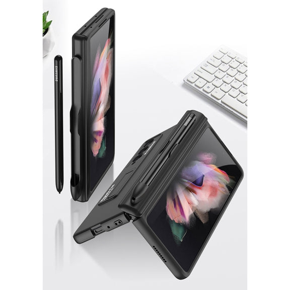For Samsung Galaxy Z Fold3 5G GKK Magnetic Full Coverage Phone Flip Case with Pen Slot(Grey)