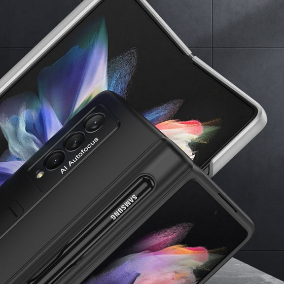 For Samsung Galaxy Z Fold3 5G GKK Magnetic Full Coverage Phone Flip Case with Pen Slot(Grey)