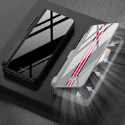 For Samsung Galaxy Z Fold3 5G GKK Flip Tempered Glass Phone Case with Pen Slot(Gold Line Black)