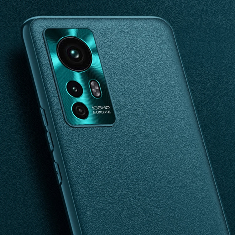 For Xiaomi Mi 12 Ultra 5G Plain Skin Leather Phone Case(Cyan)