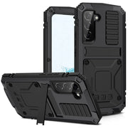 For Samsung Galaxy S22+ 5G R-JUST Metal + Silicone Holder Phone Case(Black)