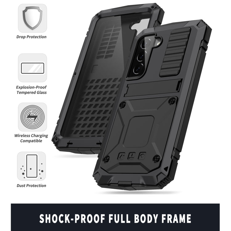 For Samsung Galaxy S22+ 5G R-JUST Metal + Silicone Holder Phone Case(Black)