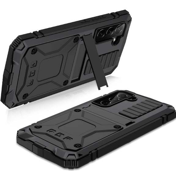 For Samsung Galaxy S22+ 5G R-JUST Metal + Silicone Holder Phone Case(Black)