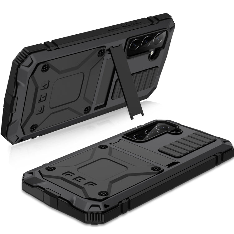 For Samsung Galaxy S22+ 5G R-JUST Metal + Silicone Holder Phone Case(Black)