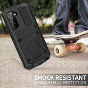 For Samsung Galaxy S22+ 5G R-JUST Metal + Silicone Holder Phone Case(Black)