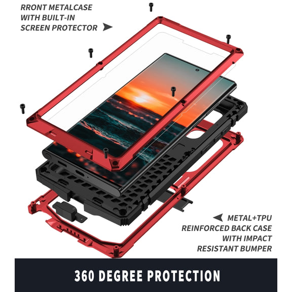 For Samsung Galaxy S22 Ultra 5G R-JUST Metal + Silicone Holder Phone Case(Red)