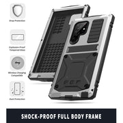For Samsung Galaxy S22 Ultra 5G R-JUST Metal + Silicone Holder Phone Case(Silver)
