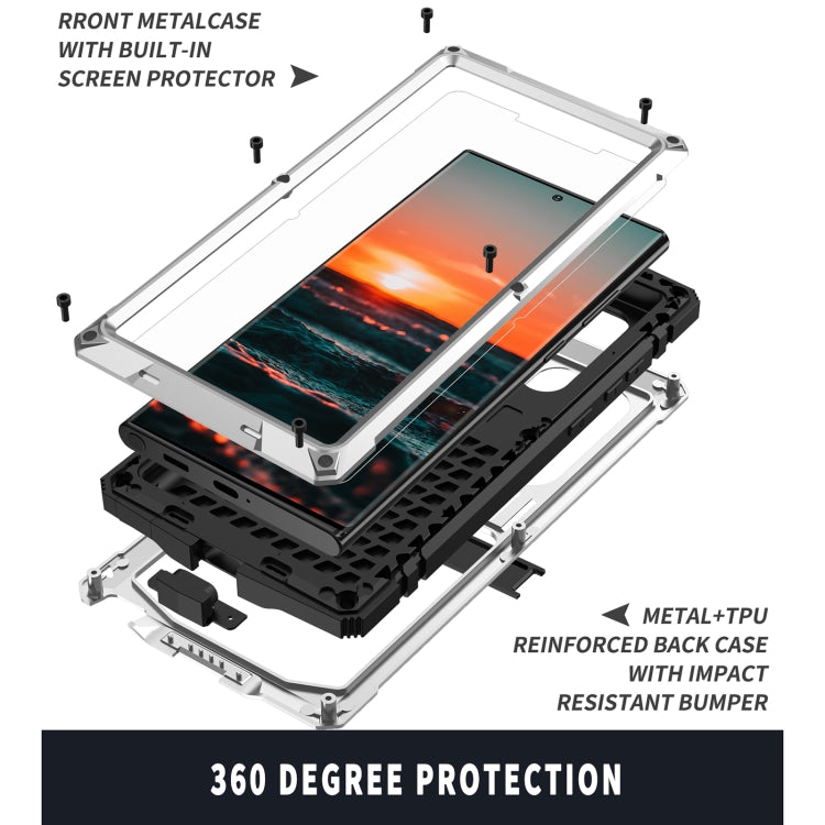 For Samsung Galaxy S22 Ultra 5G R-JUST Metal + Silicone Holder Phone Case(Silver) - Galaxy S22 Ultra 5G Cases by R-JUST | Online Shopping South Africa | PMC TechLife | Buy Now Pay Later Mobicred