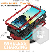 For Samsung Galaxy S22 5G R-JUST Sliding Camera Metal + Silicone Holder Phone Case(Red)