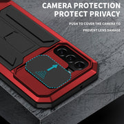 For Samsung Galaxy S22 5G R-JUST Sliding Camera Metal + Silicone Holder Phone Case(Red)