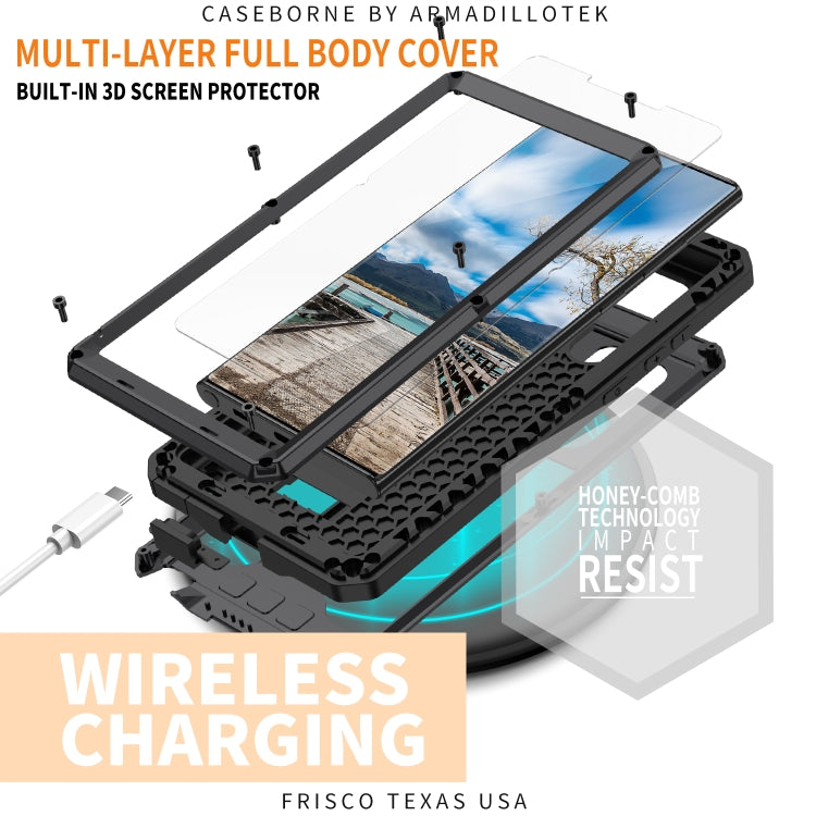For Samsung Galaxy S22 Ultra 5G R-JUST Sliding Camera Metal + Silicone Holder Phone Case(Black) - Galaxy S22 Ultra 5G Cases by R-JUST | Online Shopping South Africa | PMC Jewellery | Buy Now Pay Later Mobicred