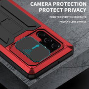 For Samsung Galaxy S22 Ultra 5G R-JUST Sliding Camera Metal + Silicone Holder Phone Case(Red)