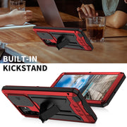 For Samsung Galaxy S22 Ultra 5G R-JUST Sliding Camera Metal + Silicone Holder Phone Case(Red)