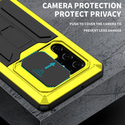 For Samsung Galaxy S22 Ultra 5G R-JUST Sliding Camera Metal + Silicone Holder Phone Case(Yellow)
