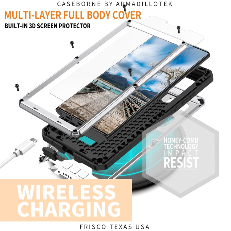 For Samsung Galaxy S22 Ultra 5G R-JUST Sliding Camera Metal + Silicone Holder Phone Case(Silver) - Galaxy S22 Ultra 5G Cases by R-JUST | Online Shopping South Africa | PMC TechLife | Buy Now Pay Later Mobicred