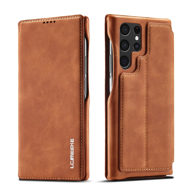 For Samsung Galaxy S22 Ultra 5G LC.IMEEKE Hon Ancient Series Horizontal Flip Leather Phone Case(Brown) - Galaxy S22 Ultra 5G Cases by LC.IMEEKE | Online Shopping South Africa | PMC TechLife | Buy Now Pay Later Mobicred