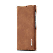 For Samsung Galaxy S22 Ultra 5G LC.IMEEKE Hon Ancient Series Horizontal Flip Leather Phone Case(Brown)