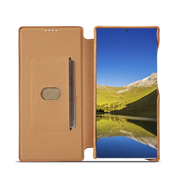 For Samsung Galaxy S22 Ultra 5G LC.IMEEKE Hon Ancient Series Horizontal Flip Leather Phone Case(Brown)