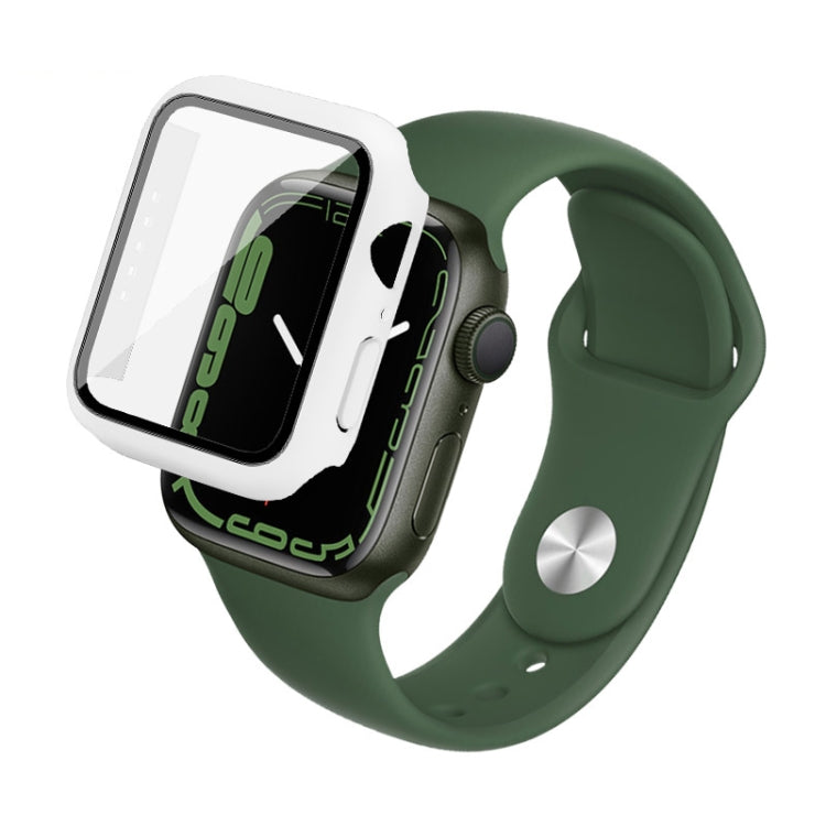 imak PC Case with Tempered Glass Film For Apple Watch Series 8 / 7 41mm(White) - Watch Cases by imak | Online Shopping South Africa | PMC TechLife | Buy Now Pay Later Mobicred