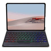 For Microsoft Surface Go 3 / 2 / 1 SFGOS Tri-color Backlit Tree Texture Bluetooth Keyboard Leather Case(Black + Black)