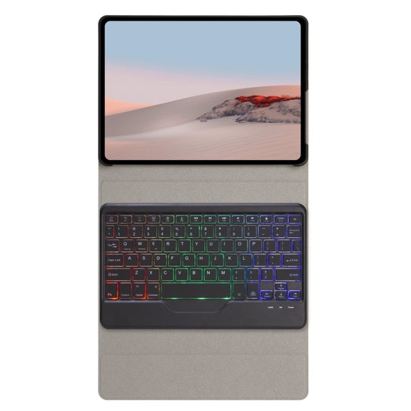 For Microsoft Surface Go 3 / 2 / 1 SFGOS Tri-color Backlit Tree Texture Bluetooth Keyboard Leather Case(Black + Black)