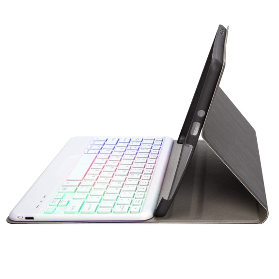 For Microsoft Surface Go 3 / 2 / 1 SFGOS Tri-color Backlit Tree Texture Bluetooth Keyboard Leather Case(Black + White)
