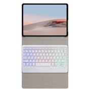 For Microsoft Surface Go 3 / 2 / 1 SFGOS Tri-color Backlit Tree Texture Bluetooth Keyboard Leather Case(Black + White)