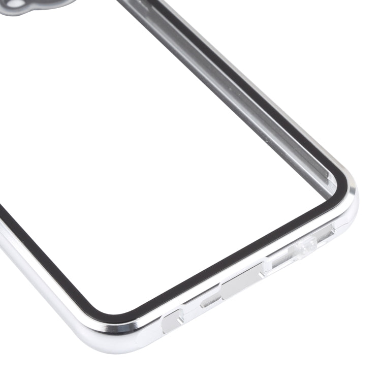 For OnePlus Nord CE 5G Full Cover Magnetic Metal Tempered Glass Phone Case(Silver) - OnePlus Cases by PMC TechLife | Online Shopping South Africa | PMC TechLife