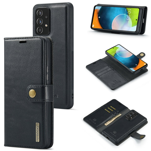 For Samsung Galaxy A53 5G DG.MING Crazy Horse Texture Detachable Magnetic Leather Phone Case(Black)