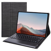 SF109 Tree Texture Bluetooth Keyboard Leather Case For Microsoft Surface Pro 4 / 5 / 6 / 7(Black + Black)