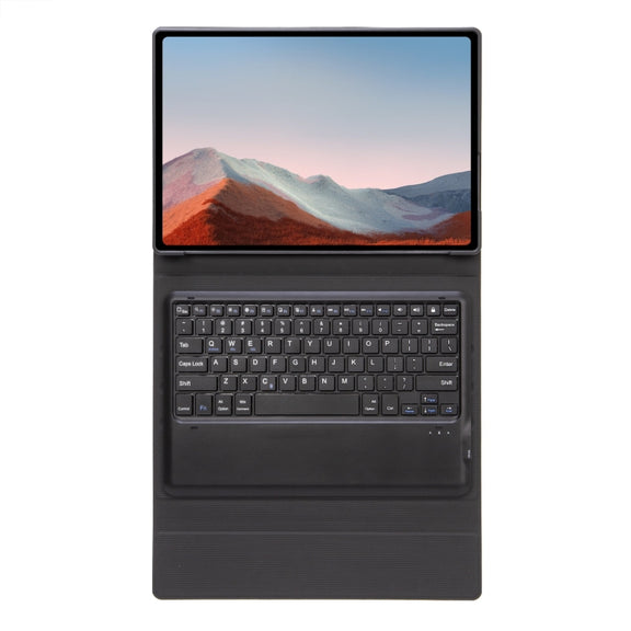 SF109 Tree Texture Bluetooth Keyboard Leather Case For Microsoft Surface Pro 4 / 5 / 6 / 7(Black + Black)