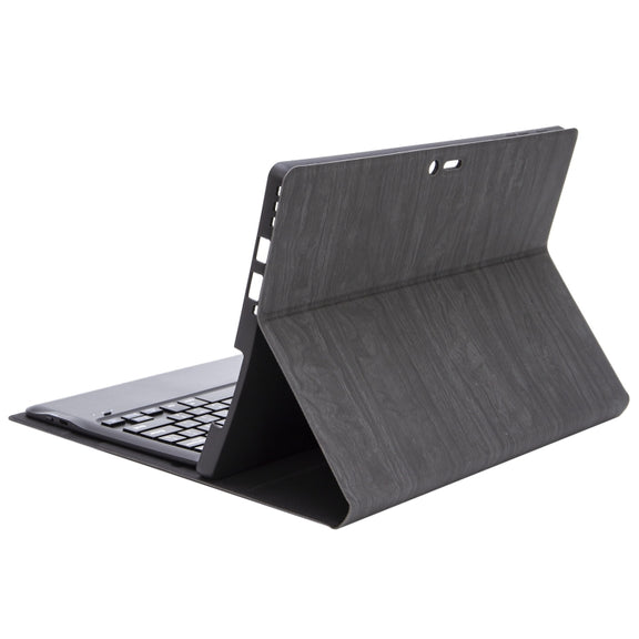 SF109 Tree Texture Bluetooth Keyboard Leather Case For Microsoft Surface Pro 4 / 5 / 6 / 7(Black + Black)
