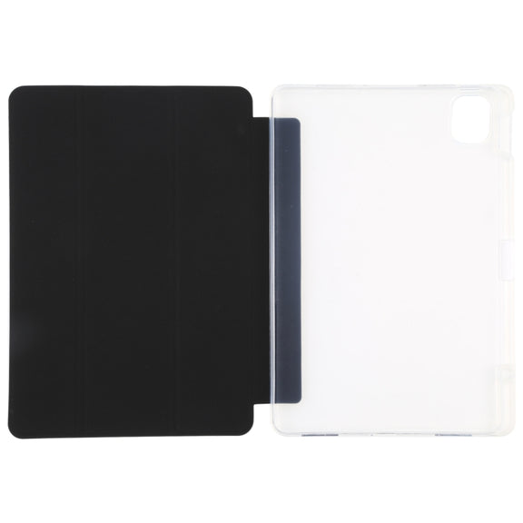 For Xiaomi Mi Pad 5 Pen Slot Transparent Back Cover Leather Tablet Case(Black)