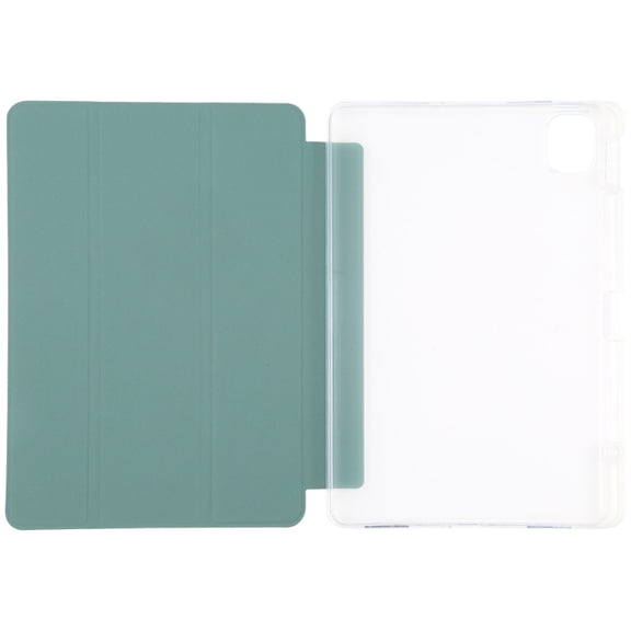 For Xiaomi Mi Pad 5 Pen Slot Transparent Back Cover Leather Tablet Case(Green)