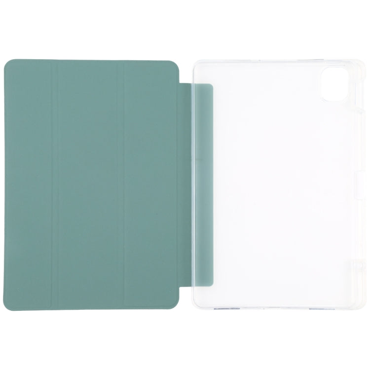 For Xiaomi Mi Pad 5 Pen Slot Transparent Back Cover Leather Tablet Case(Green)