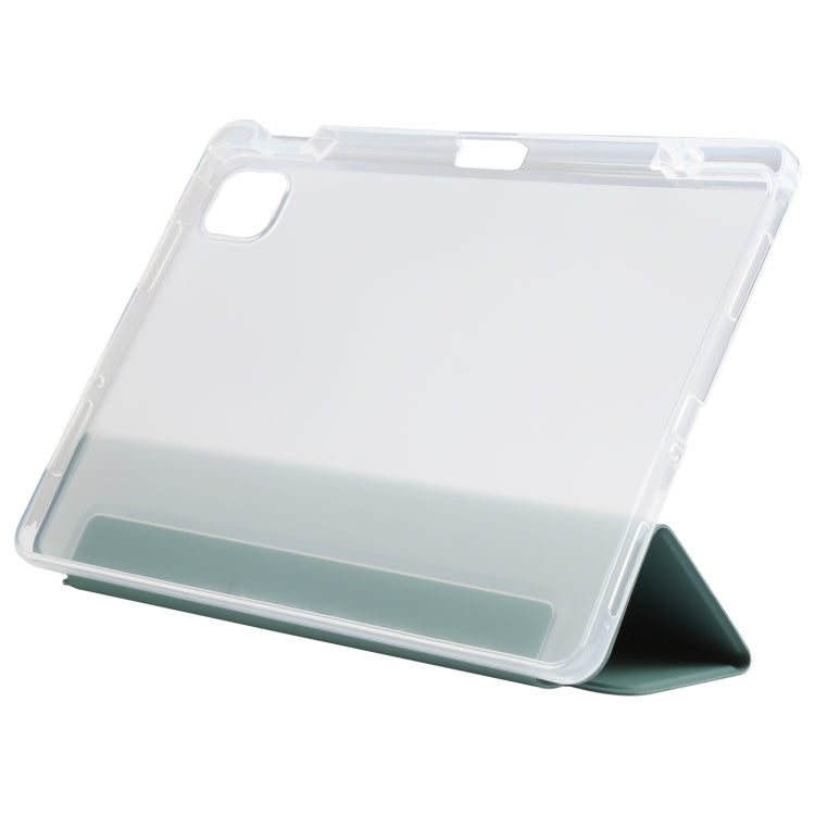 For Xiaomi Mi Pad 5 Pen Slot Transparent Back Cover Leather Tablet Case(Green)