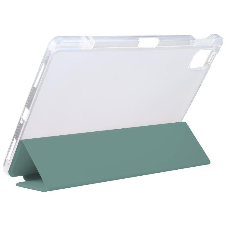 For Xiaomi Mi Pad 5 Pen Slot Transparent Back Cover Leather Tablet Case(Green)