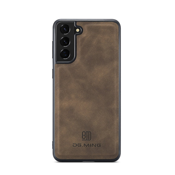 For Samsung Galaxy S22 5G DG.MING M1 Series 3-Fold Multi Card Wallet Phone Case(Coffee)