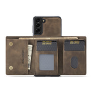 For Samsung Galaxy S22 5G DG.MING M1 Series 3-Fold Multi Card Wallet Phone Case(Coffee)