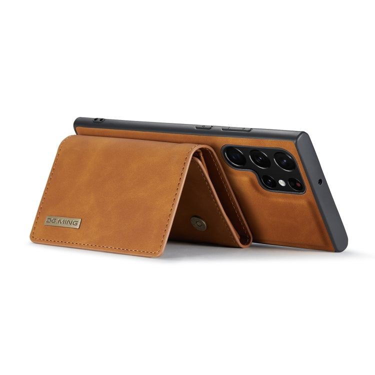 For Samsung Galaxy S22 Ultra 5G DG.MING M1 Series 3-Fold Multi Card Wallet Phone Case(Brown)